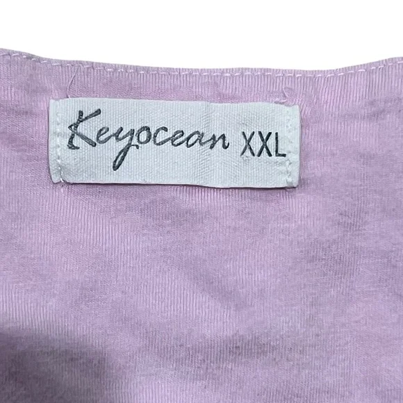 Keyocean Cotton Pink & White XXL women’s Nightgown - Picture 4 of 7